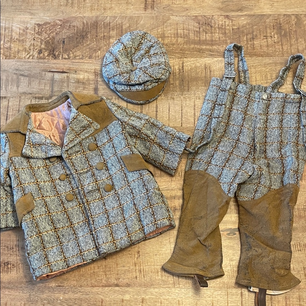 Man Tailored Fieldstone 3 Piece Vintage Antique Boys Set Blazer Hat Overalls